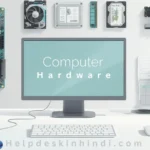 Computer components displayed on desk