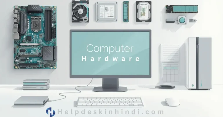 Computer components displayed on desk
